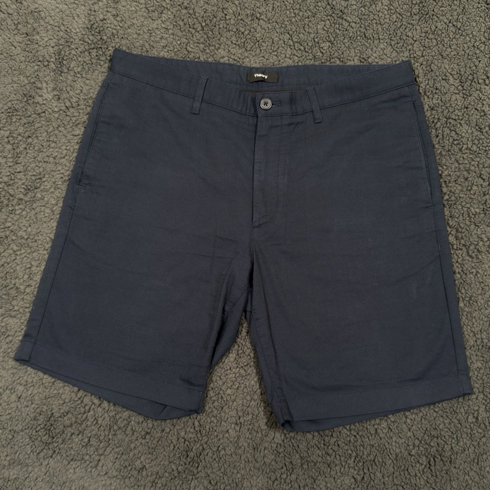 Theory Shorts Mens Size 36 Chino Zaine Function Cotton Twill Blue Stretch 9" in